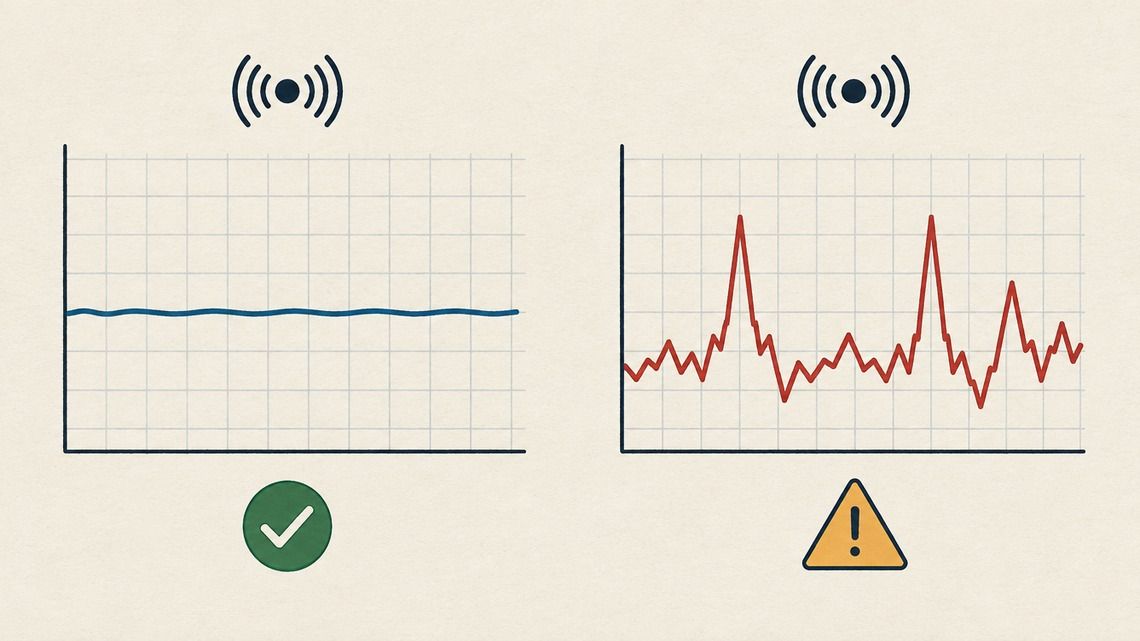Sabit ve dalgalı ping değerlerinin yan yana karşılaştırıldığı grafik çizimi