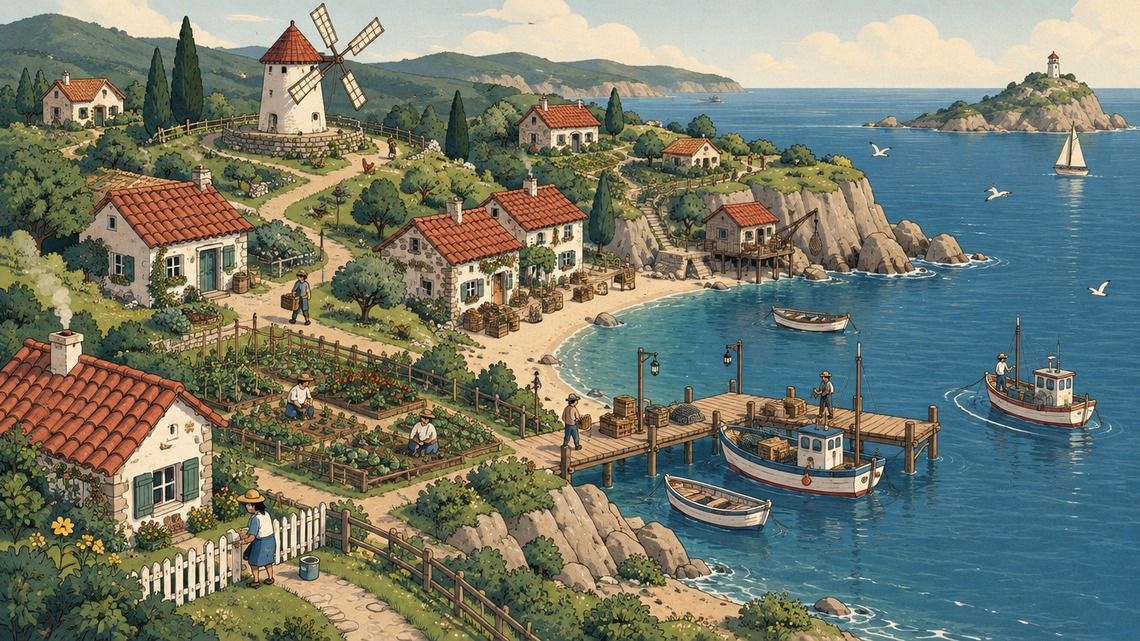 Sakin Koy üretim oyununda düzenlenen kıyı yerleşimi